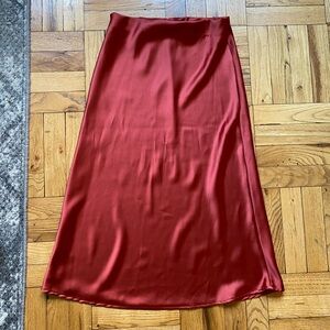 Nordstrom Renee C Red Silky Midi Skirt